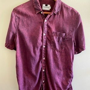 Topman Button-up in red and black acid wash medium